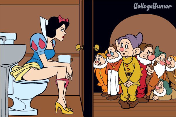 За закрытой дверью: как выглядят 6 диснеевских принцесс в туалете?