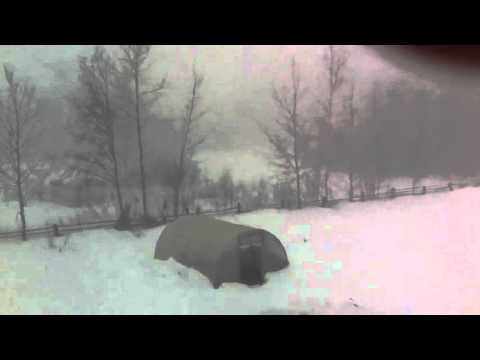 Гроза и снежный ливень в Ханты-Мансийском районе