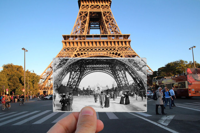 Французский фотограф сочетает между собой старые и новые фото Парижа и дарит истории новую жизнь