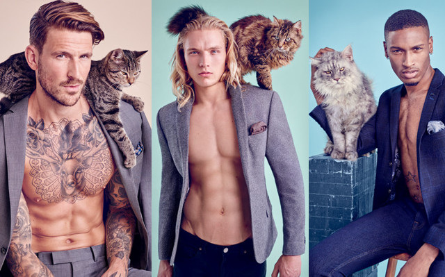 Сексуальные мужчины и пушистые коты стали героями новой рекламы одежды