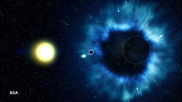 Вид с Земли, если бы черная дыра находилась рядом с Солнечной Системой
