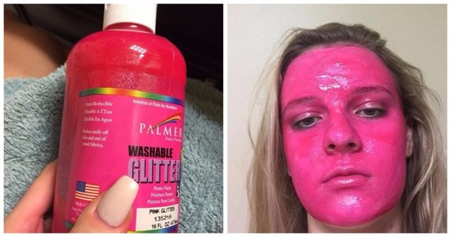 Девушка намазала лицо розовой "смывающейся" краской, но после смывки её ждал сюрприз