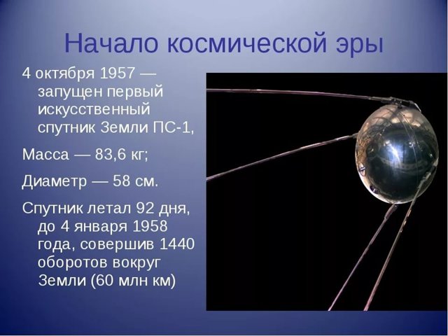 4 октября исполнилось шестьдесят лет началу космической эры, а также ВКС с праздником