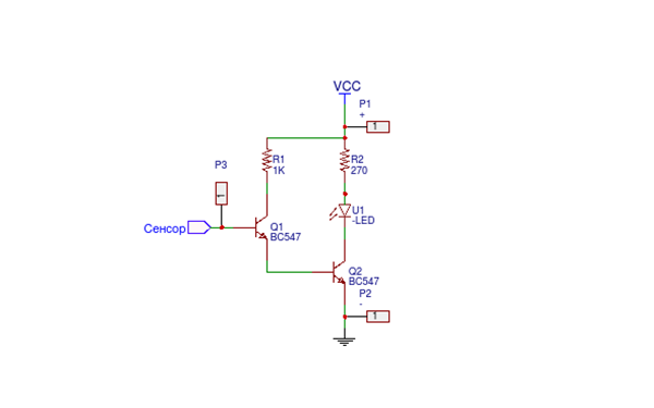 Сенсорная кнопка на двух транзисторах