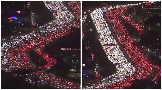Как выглядит дорожный трафик в Лос-Анджелесе в День благодарения