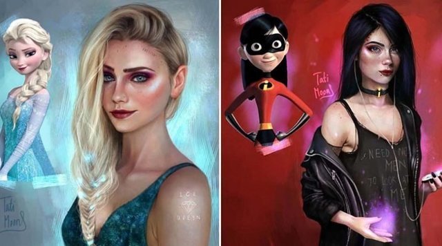 Художница создаёт более реалистичные версии мультяшных персонажей