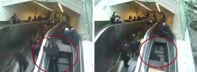 Ступени эскалатора внезапно рухнули вниз, зажевав пассажира метро
