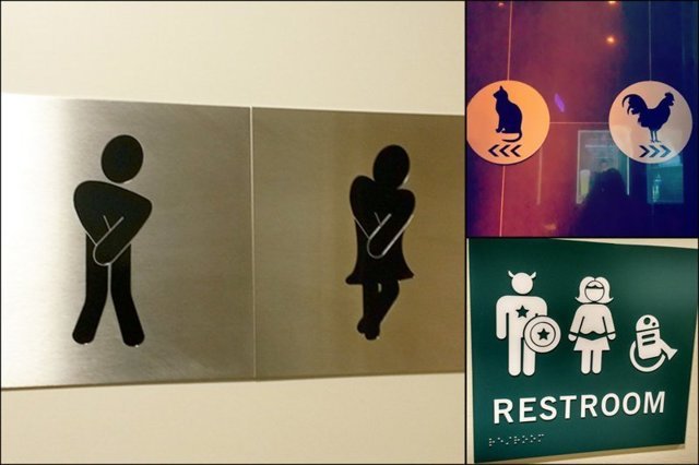 Мальчики направо, девочки налево. 14 самых креативных туалетных знаков в мире