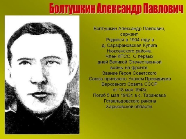 Герои Советского Союза. Александр Павлович Болтушкин