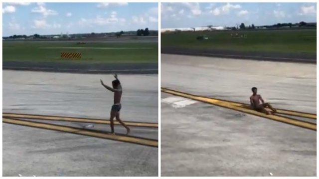 Почти голый пассажир выпрыгнул из самолета: видео