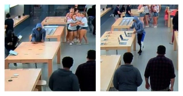Техничное ограбление магазина Apple за 30 секунд: видео