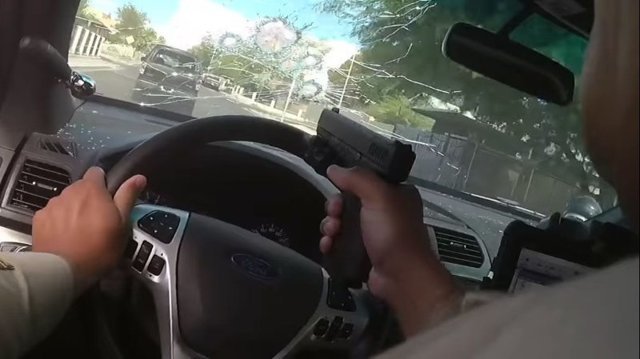 Эффектная полицейская погоня со стрельбой за убийцами в Лас-Вегасе