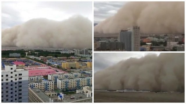 Видео: в Китае песчаная буря накрыла город за считанные секунды