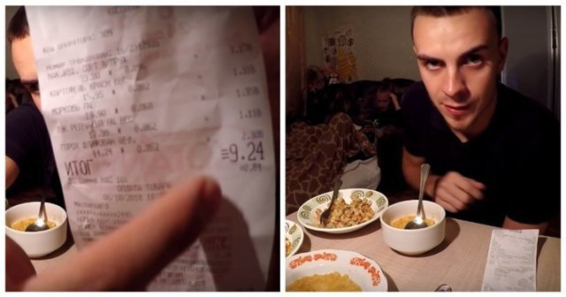 Как выжить в России: парень готовит обед из двух блюд за 10 рублей