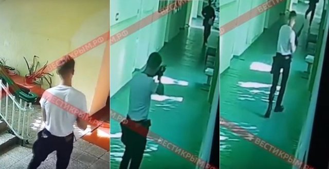 Взрыв и расстрел невинных: обнародовано видео с камер наблюдения в керченском колледже