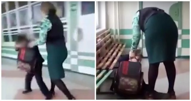 Учительница избила ребенка в школьном коридоре