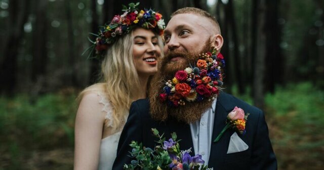 Новый тренд: борода в цветах на свадьбу