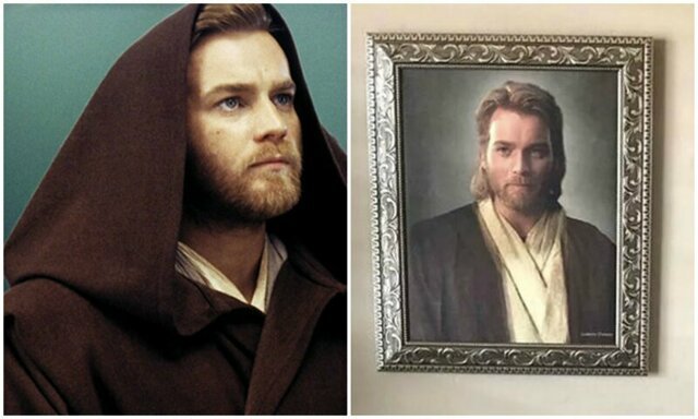 Сын подарил верующей матери портрет Оби-Вана, а она приняла его за Иисуса