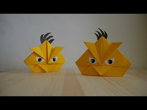 Оригами. Как сделать птицу из игры Angry Birds