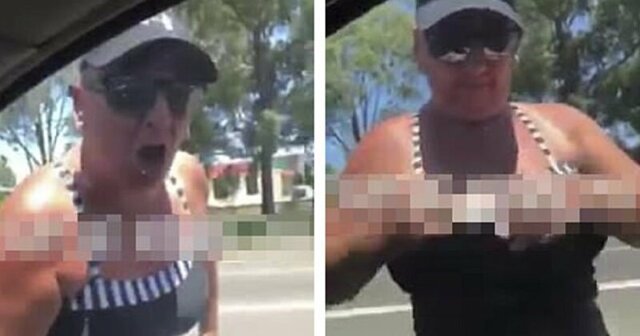 Жаркая Австралия: женщина оголила грудь во время дорожных разборок