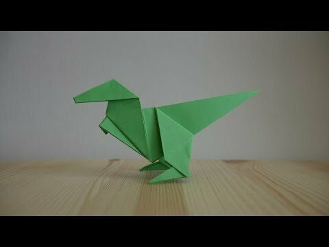 Оригами. Как сделать динозавра из бумаги (видео урок)