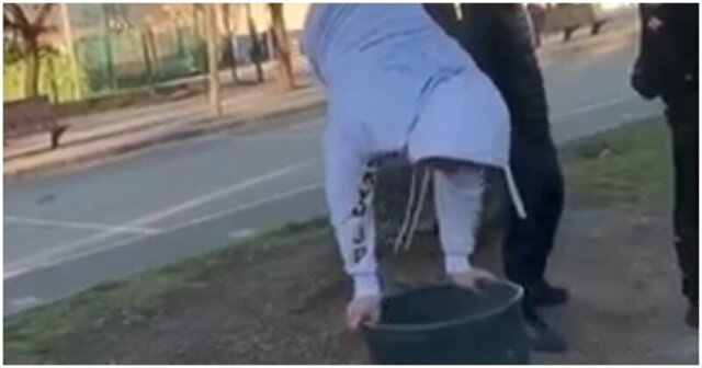 Попытка выполнить стойку на руках на мусорной корзине чуть не привела к трагедии