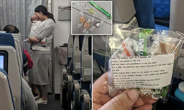 Мать, летящая с младенцем, придумала, как успокоить недовольных пассажиров