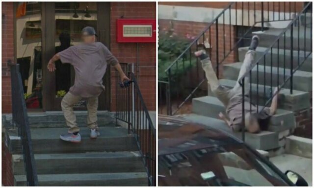 И смех, и грех: на Google карты попал парень, эпично упавший с лестницы