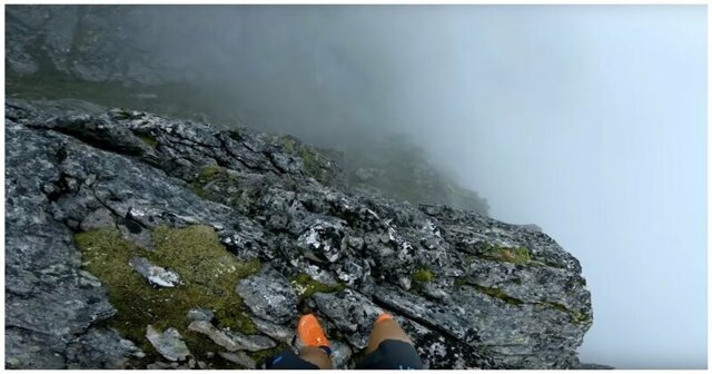 Головокружительное видео пробежки спортсмена по норвежским горам