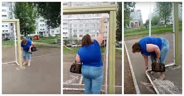 В Тольятти женщина испортила детям футбольные ворота