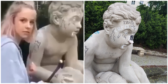 Модель из Польши разбила молотком статуи XVIII века ради забавы