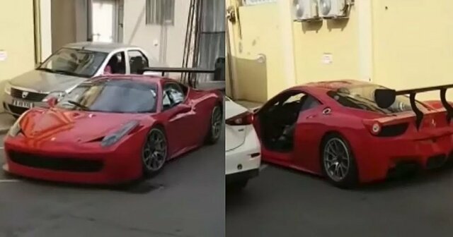 Гоночная Ferrari осталась без двери из-за глупости собственного владельца