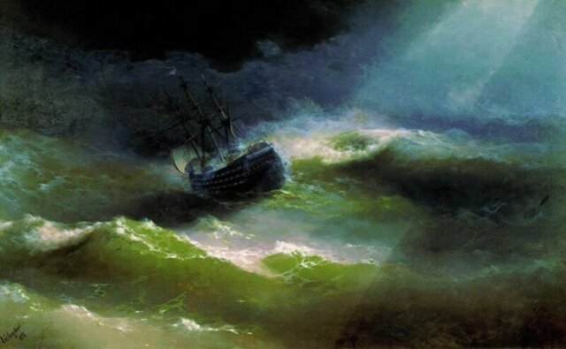 Гипнотизирующие полупрозрачные волны бушующего моря в картинах Ивана Айвазовского