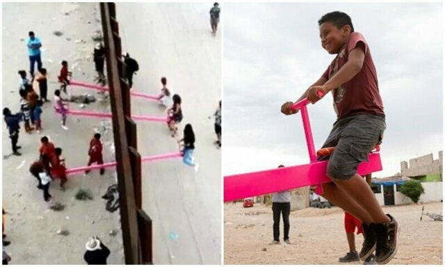 На границе между Мексикой и США появились розовые качели