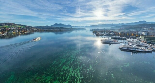 Вид с высоты птичьего полета на жемчужину Швейцарии – Люцерн