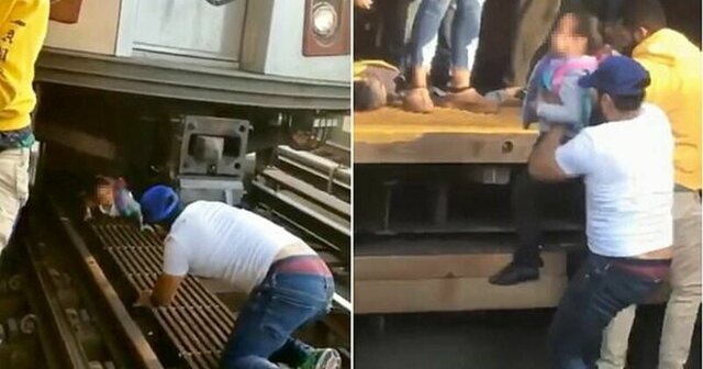 Видео: маленькую девочку вытащили из-под поезда