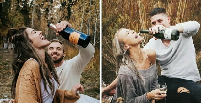 Невеста захотела фото с шампанским, но жених переборщил и превратил романтичную фотосессию в комедию