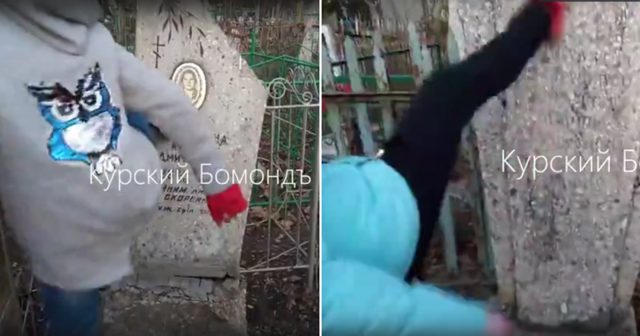 Отмороженные школьницы разнесли надгробия на кладбище
