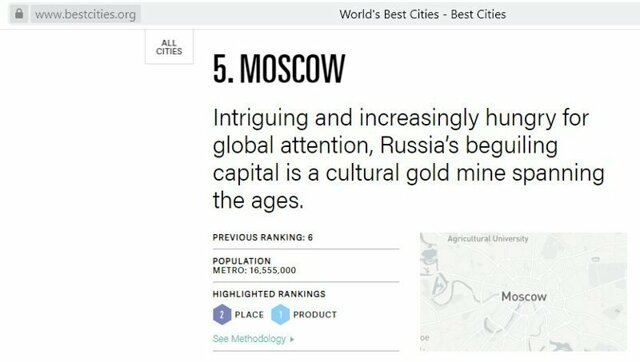 Москва и Санкт-Петербург в числе лучших городов Мира