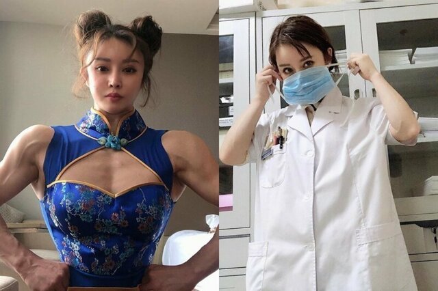 Китайская культуристка с огромными бицепсами отправилась бороться с коронавирусом
