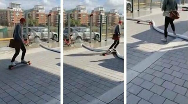 Законы физики никто не отменял: скейтбордист совершил жуткий наезд на толстый шланг