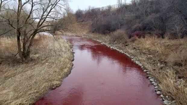 Красный ручей в Канаде напугал местных жителей
