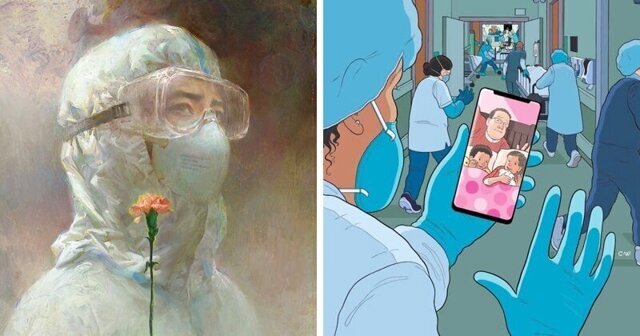 Бойцы с коронавирусом:  художники нарисовали душевные картины про медиков