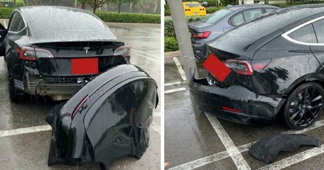 Владельцы Tesla Model 3 жалуются, что задний бампер электромобиля отваливается после езды по лужам