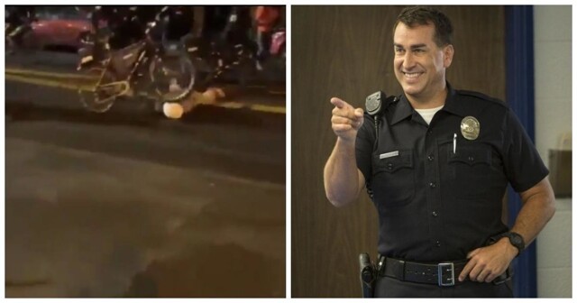 Американский полицейский на велосипеде переехал голову протестующего 