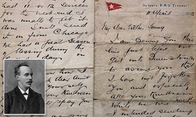 Письмо пастора-героя с "Титаника" выставлено на аукцион