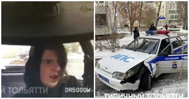 В Тольятти наркоман угнал полицейскую машину и устроил на ней ДТП