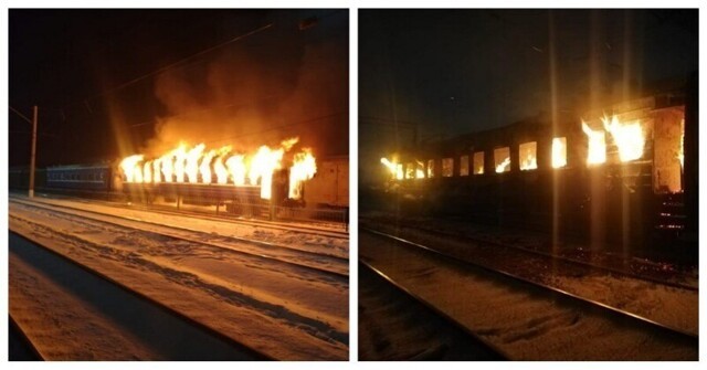 В Казахстане эпично сгорел вагон-ресторан