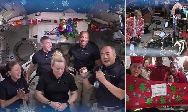 Космонавты на МКС отметили Рождество