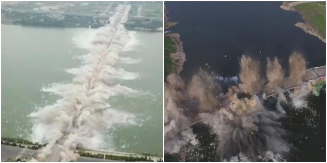 В Китае за несколько секунд уничтожили мост, который вышел из срока эксплуатации